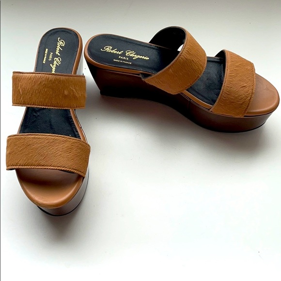 Robert Clergerie Platform Pony Hair Sandals - Picture 3 of 8